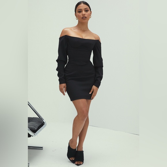 Mistress Rocks 'HONEY' Black Bardot Corset Dress - Picture 10 of 13